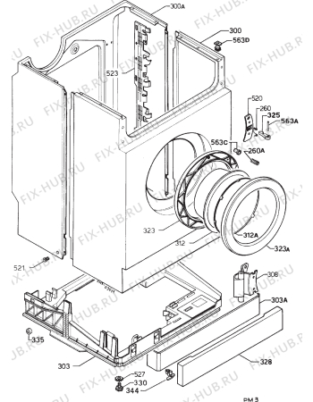 Взрыв-схема стиральной машины Electrolux EW1232W - Схема узла Cabinet + armatures